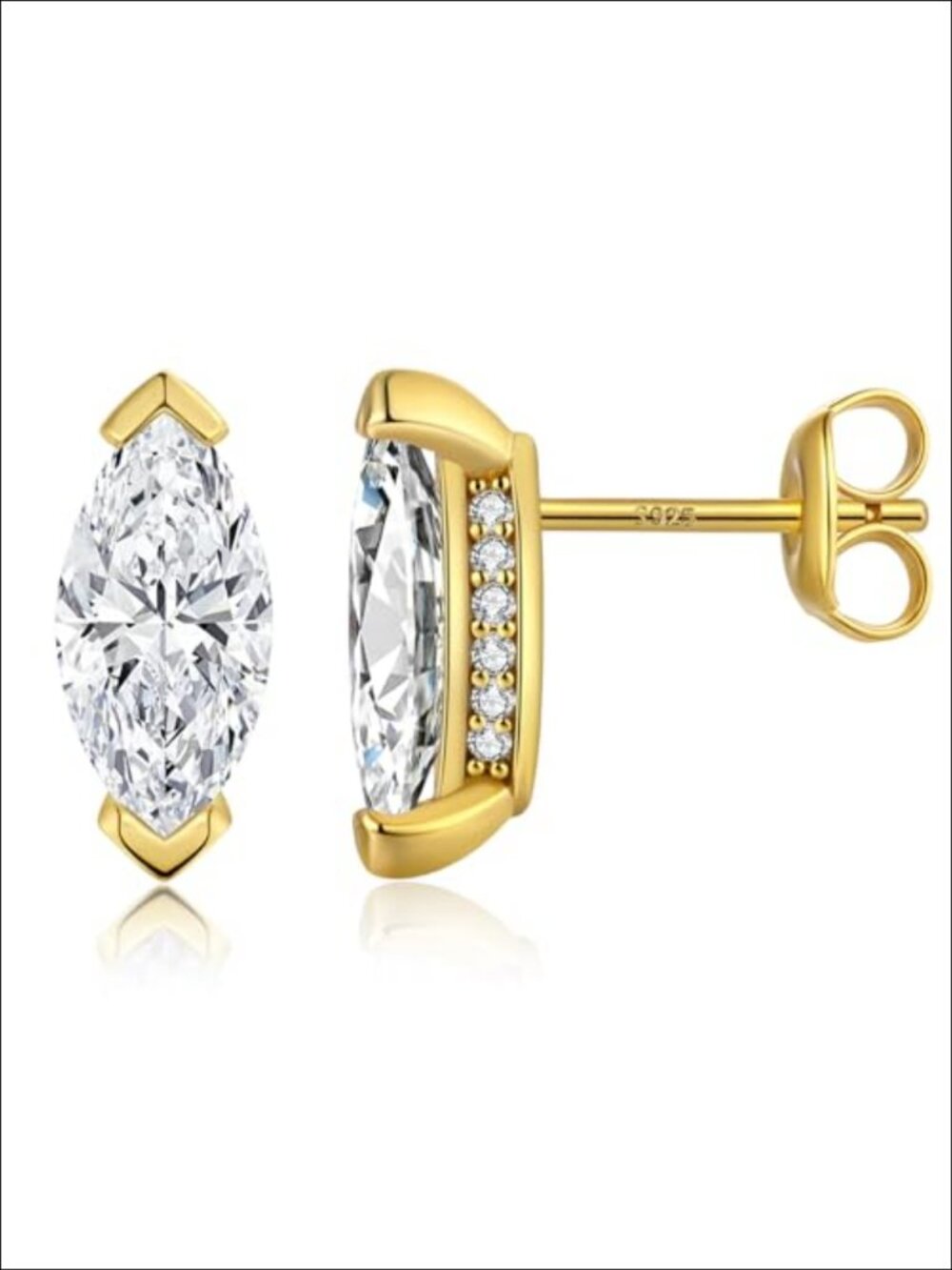 Sterling Silver CZ Stud Earrings Heart Oval Cushion Cut Hypoallergenic